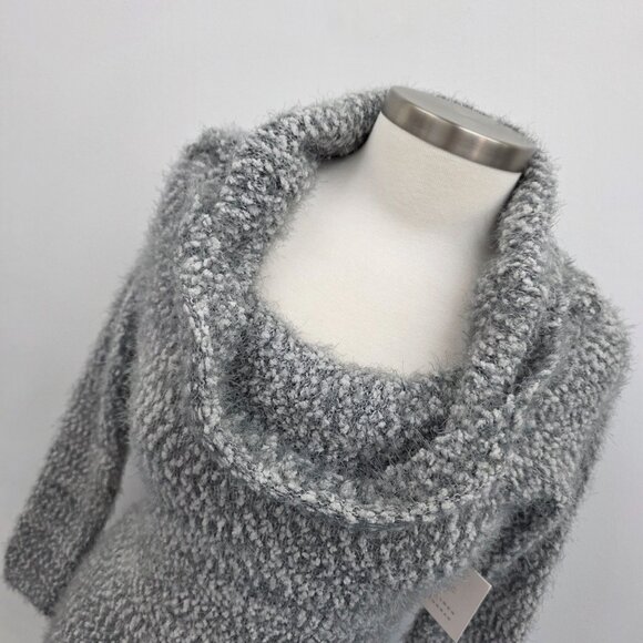 NEW Lauren Conrad Gray Eyelash Cowl Neck Sweater Womens Size S Soft Cozy Fuzzy - Picture 5 of 15